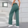 thumbnail image 4 of Amzcrzy Pantalones Vestir Mujer Color Liso S-2XL - Cintura Alta Elástica, Pliegues Frontales, Sin Cremallera, Bolsillos, Para Trabajo Verde, 4 of 5