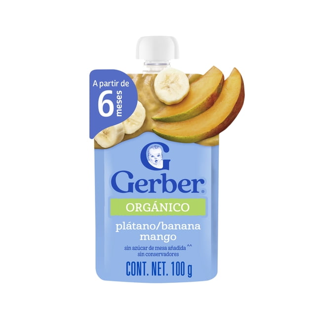 Alimento para lactantes Gerber orgánico puré de plátano y mango 100 g