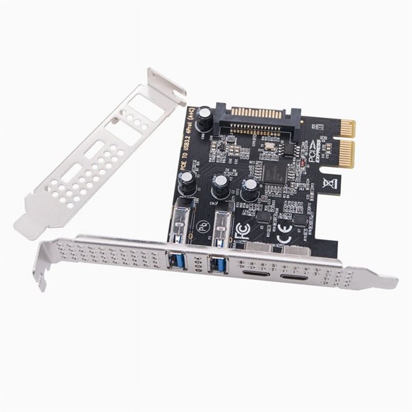 Adaptador de Tarjeta PCIE Tipo C USB 3.2 Gen1 5 Gbps Placa PCI Express 2 Puertos A+2 C/Tarjeta Expansión PCI-e USB3.2