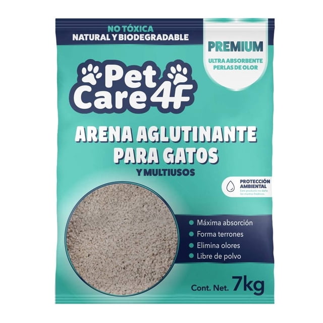 Arena para Gato Pet Care 4f Premium Aglutinante y Multiusos 7 kg