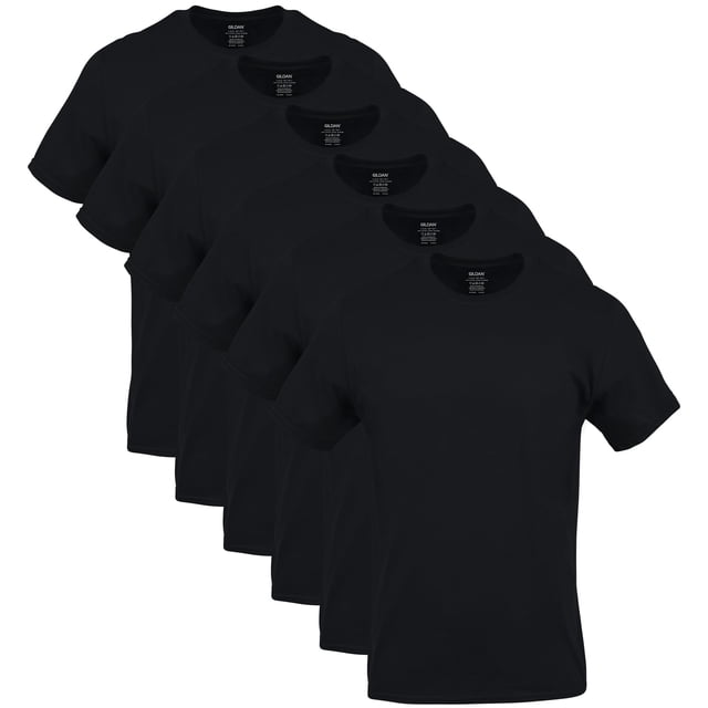 Camiseta Gildan Crew para hombre, paquete de 6, negra, 2XL