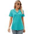 thumbnail image 3 of Camisas de Mujer con Cuello de Solapa, Cuello en V, Blusa de Corta, Blusa Informal Elegante. Azul XXL, 3 of 9