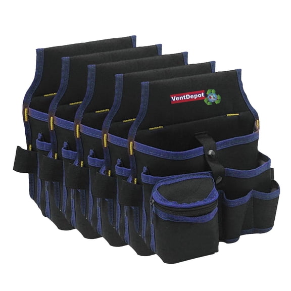 Cinturón de Herramientas VentDepot StorProBlue 5 pzas 5 Bolsillos 2 Asas Poliéster Negro/Azul