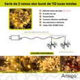 thumbnail image 3 of Luces serie 112 led star burst Artego con 2 ramos de 40cm de diámetro unidos de 56 leds BETA Decoración Navidad eventos bodas LED christmas string lights waterproof 8 modos uso temporizador, 3 of 7