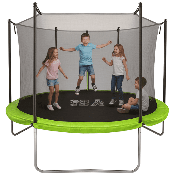Trampolín Brincolín YEI Verde de 8 Pies con Red de Seguridad y Estructura de Acero 244 cm