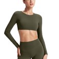 thumbnail image 3 of TaTaai Womens Long Sleeve Cutout Yoga Top Fitted Workout Shirt Breathable Running Training Tight Fit Fitness Sportswear Gift, 3 of 9