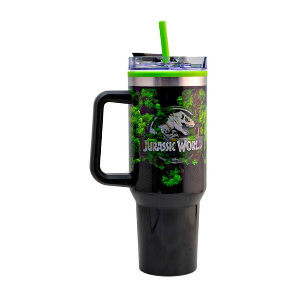 Termo Alto Doble Pared Jurassic World, Vaso Térmico XL con Asa Ergonómica, Ideal para Viajes y Fans de Dinosaurios, 1.2 Litros