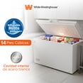 thumbnail image 4 of White Westinghouse  Congelador 14 pies |380 L  Acero blanco  Control dual de temperatura  Condensador interno Canastilla interior  Manija exterior  Cerradura llave  Luz interior  Ruedas, 4 of 9