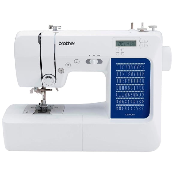 Maquina de Coser y Bordado BROTHER CS7000X Enhebrado Automatico Pantalla LCD Mesa Ancha 70 Puntadas 10 prensatelas Luz LED Pedal