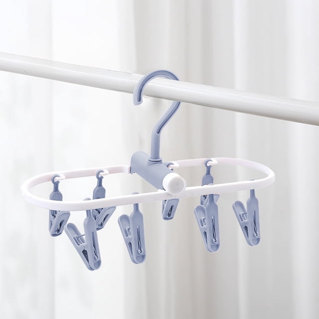 Percha plegable portátil con 8 pinzas | Tendedero plegable para calcetines y ropa interior | Para viajes y uso doméstico | Plástico multicolor
