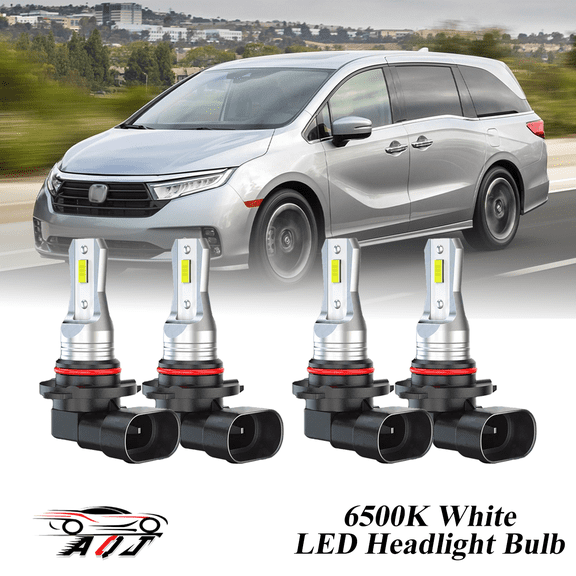 Compatible con Honda Odyssey 2005-2010 Kit de bombillas LED para faros (combo de luz alta y baja) (Paquete de 4), blancas 6500K 10,000LM súper brillantes, plug and play