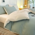 thumbnail image 1 of Juego de cama de 4 piezas para dormitorios | Poliéster suave lavado | Tamaños individual y matrimonial | Diseño reversible | Incluye funda nórdica, sábana ajustable y 2 fundas de almohada, 1 of 6