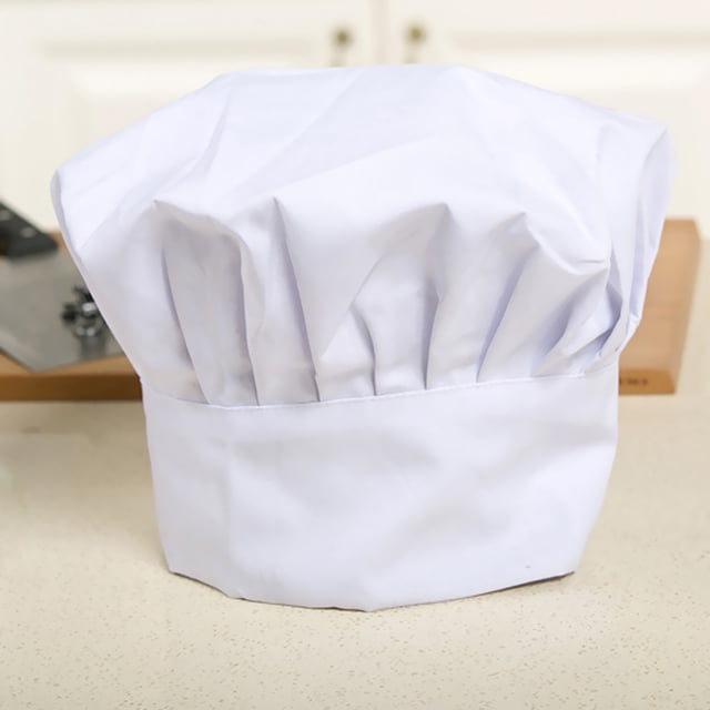 cocinero ajustable cocina panadero chef gorra elástica sombrero catering 18 - yotijar chef gorra gorra de chef visible en blanco con copa alta plisada y banda elástica ajustable, vista frontal centrada; base ancha de 23 cm de altura y talla única adecuada para restaurantes, escuelas y catering. A menudo usada como gorro de trabajo en cocinas profesionales.