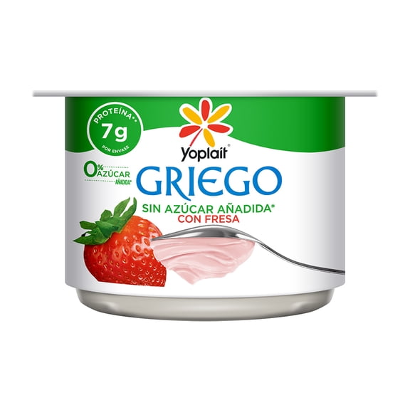 Yoghurt griego Yoplait batido sabor a fresa sin azúcar 120 g