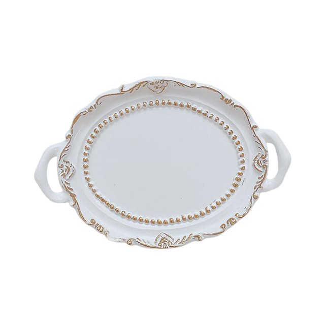 Organizador de maquillaje y perfumes, bandejas de tocador, bandejas para mesa de centro, bandejas decorativas para cosméticos. Estilo Europeo Blanco