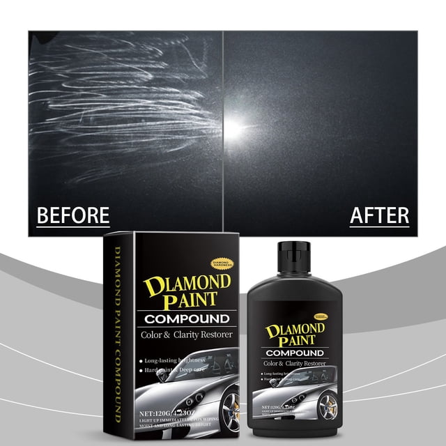 Pasta pulidora de compuesto de pintura diamante - Agente de pulido para carrocería, quitaarañazos y capa protectora, botella de 8 oz