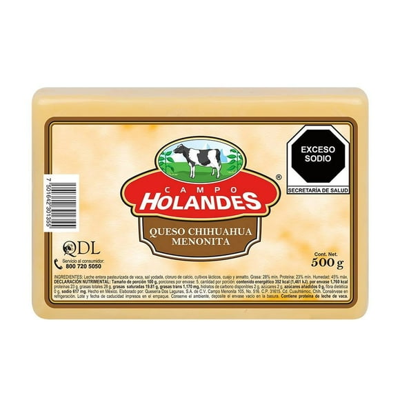 Queso Chihuahua menonita Campo Holandés 500 g