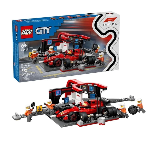 Set LEGO City Parada de Pit de F1 y Equipo de Pit con Auto Ferrari 60443