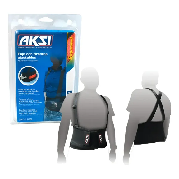 Faja de Trabajo Aksi con Tirantes Ajustables, Talla Mediana