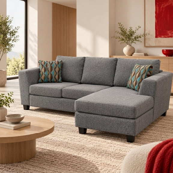 Sala esquinera Modular Caprice izquierda o derecha, Atlas del Descanso color Gris( solo incluye los cojines con diseño, NO LISOS)