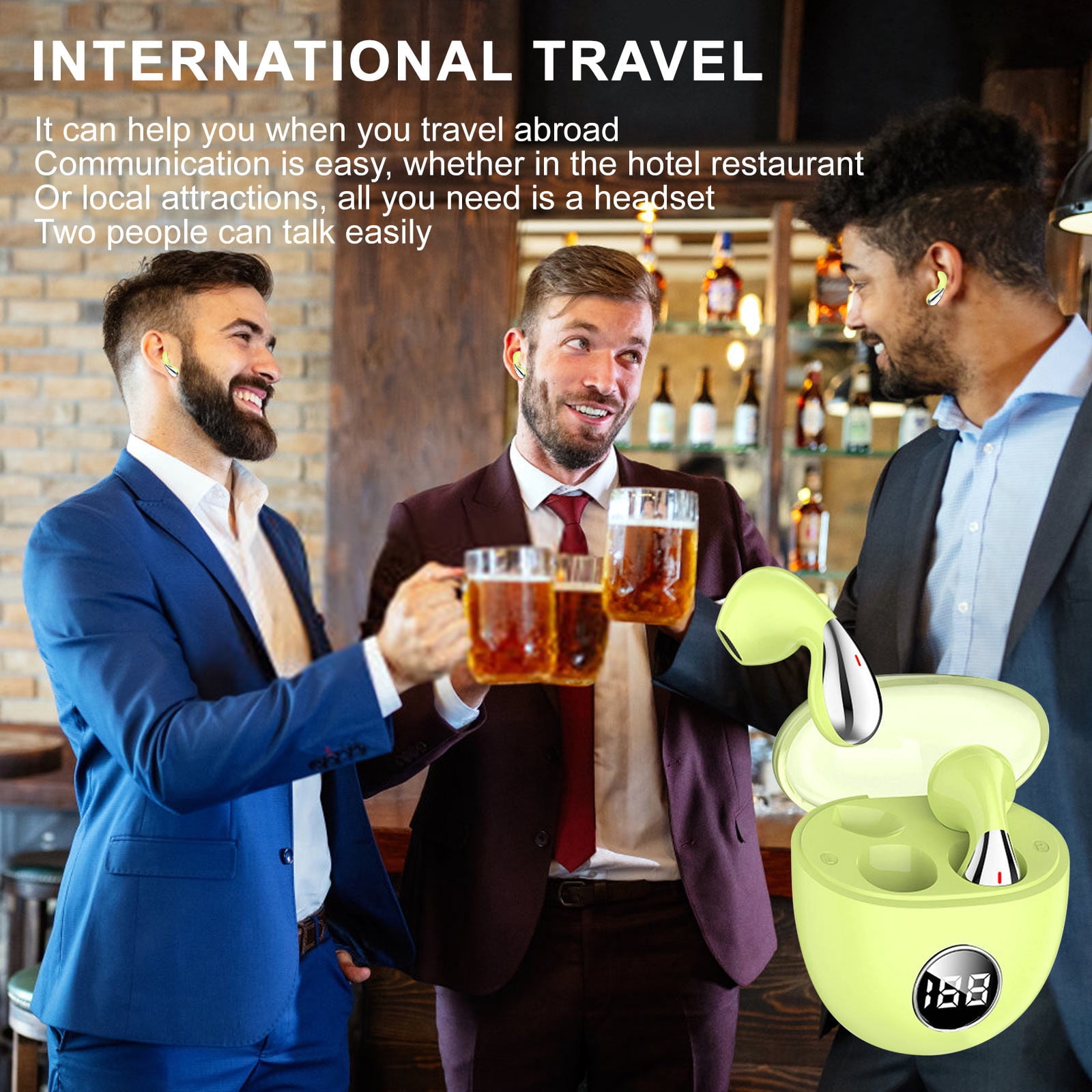 Auriculares inteligentes con traducción de idiomas, 144 idiomas y cancelación activa de ruido | Auriculares inalámbricos Bluetooth para viajes, negocios y conversaciones en tiempo real
