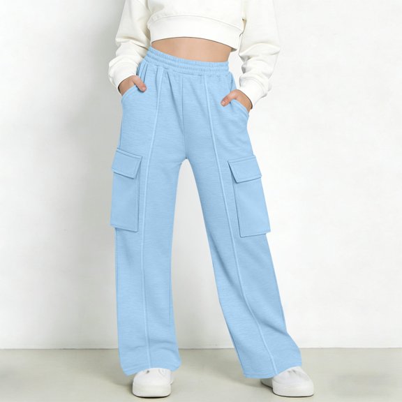 Pantalones de pana para niñas, cintura elástica, corte holgado, cordón ajustable, bolsillos, pantalones casuales para niñas con pana de mezcla de algodón de textura suave, tallas de 5-6 a 14-15 años.