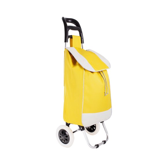 Carrito Plegable Multifuncional Queen Sense Ideal Para Mandado Supermercado Con Bolsa De Lona Color Amarillo