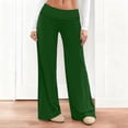 thumbnail image 2 of Amzcrzy Pantalones Palazzo Mujer Anchos Cintura Alta Cómodos Holgados Elegantes Casuales Verano Playa Ligeros Sin Costura Delantera Suaves Elásticos Con Bolsillos Tallas S-2XL Verde, 2 of 7
