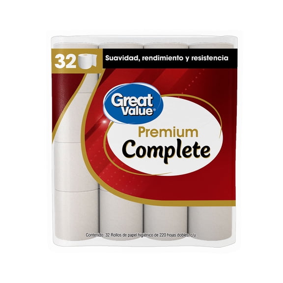 Papel Higienico Great Value Complete Premium 32 rollos