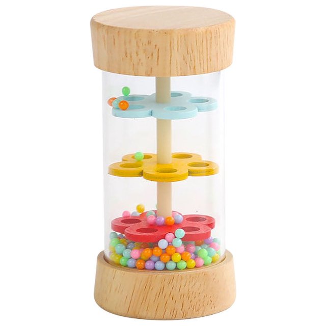 Cilindro de sonido de lluvia de madera para niños, instrumento musical Orff para iluminación, educación temprana, juguetes educativos para entrenamiento de coordinación mano-ojo.