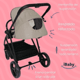 thumbnail image 4 of System travel carriola Sicilia + portabebé plagado compacto telas premium beige, 4 of 9