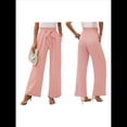 thumbnail image 3 of Pantalones de Salón Anchos para Mujer con Bolsillos, Cintura Alta, Ajustables, con Nudo y Holgados. Rosa XXL, 3 of 7