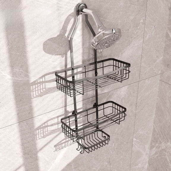 Estante Organizador para Ducha, Rack de Almacenamiento Colgante con Drenaje, Cesta Organizadora para Baño con Acero, 34x24.5x5.8cm para Almacenar Champú y Acondicionador.