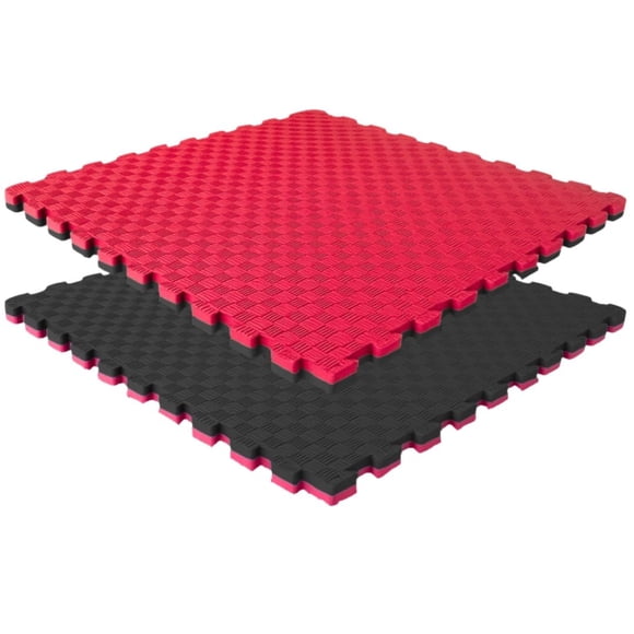 Piso Tatami 8m² 8pz Artes Marciales Gym Foamy 100x100x2cm Rojo/Negro