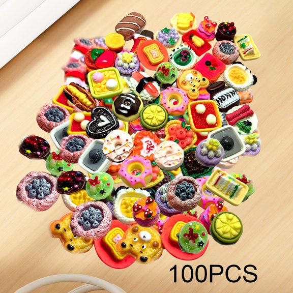 Toy de alimentos en miniatura de 100 piezas mini juego de resina Juguete de juguete Juego de cocina Accesorio de juegos de cocina Juega Juguete de