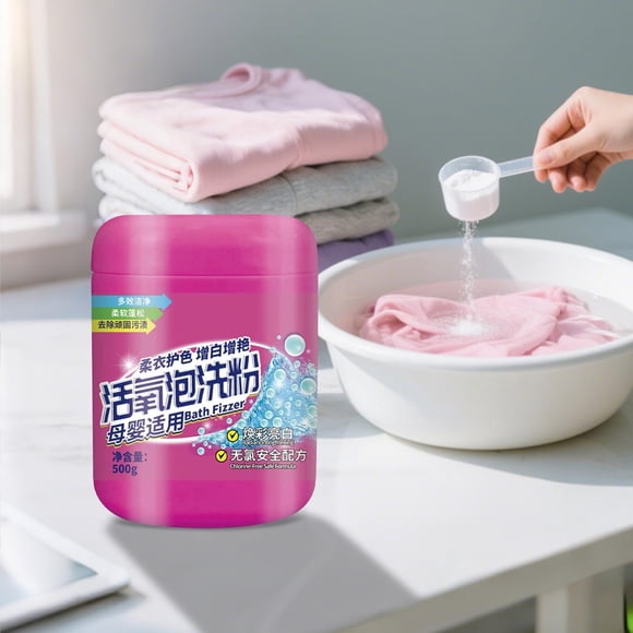 Quitamanchas concentrado en polvo para ropa | Detergente con espuma de oxígeno de 500 g | Seguro para prendas de color y de uso diario | Elimina manchas difíciles de leche, sudor, aceite y fruta