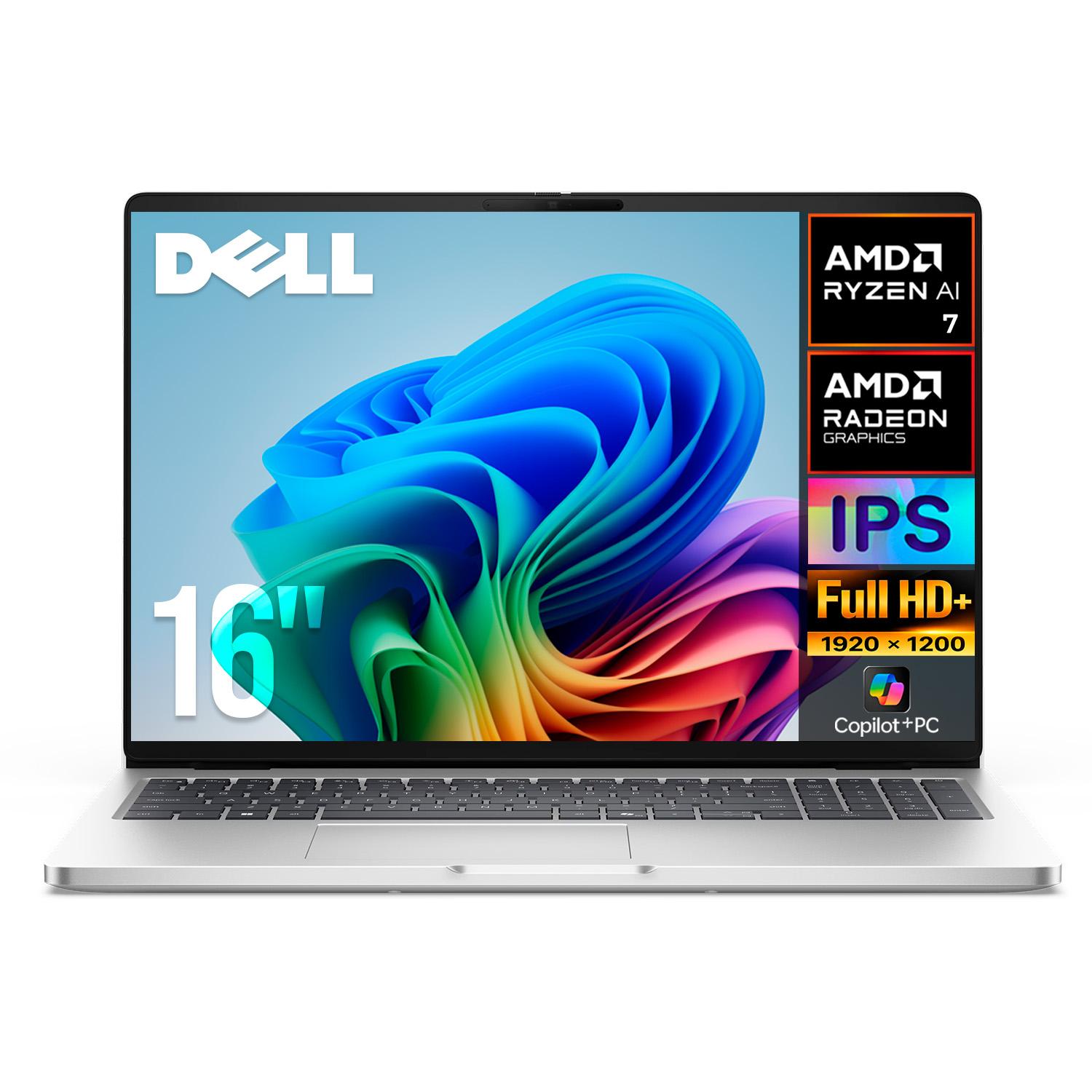 Laptop DELL Pro 16 PC16255 AMD Ryzen AI 7 PRO 350 NPU 50 TOPS 16GB DDR5 512GB SSD 16" IPS FHD+ Windows 11 Pro Copilot+ PC Teclado Español