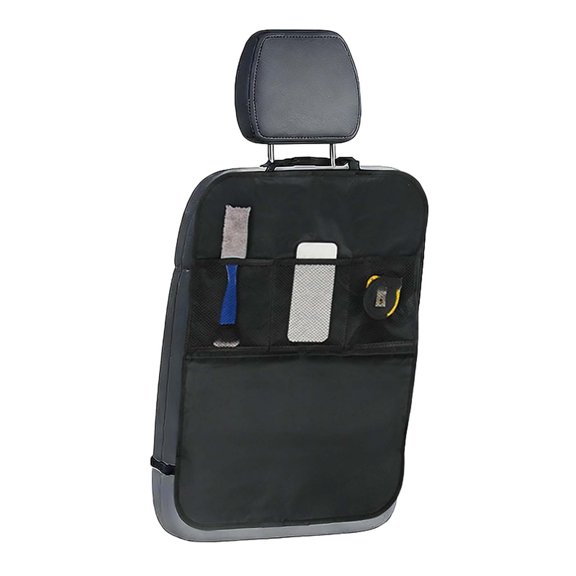 Protector para el asiento trasero. Apto para alfombrillas antipatadas para niños. Versión mejorada con organizador de almacenamiento. Resistente a la suciedad. Imitación de cuero para coche