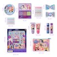 thumbnail image 4 of Maquillaje Infantil de Las Guerras KPOP, Incluye Bálsamos Labiales, Brillo Labial, Paleta 3 Tonos con Brocha, Moños, Gemas, Stickers, Bolsa y Espejo, Seguro y No toxico, 4 of 7