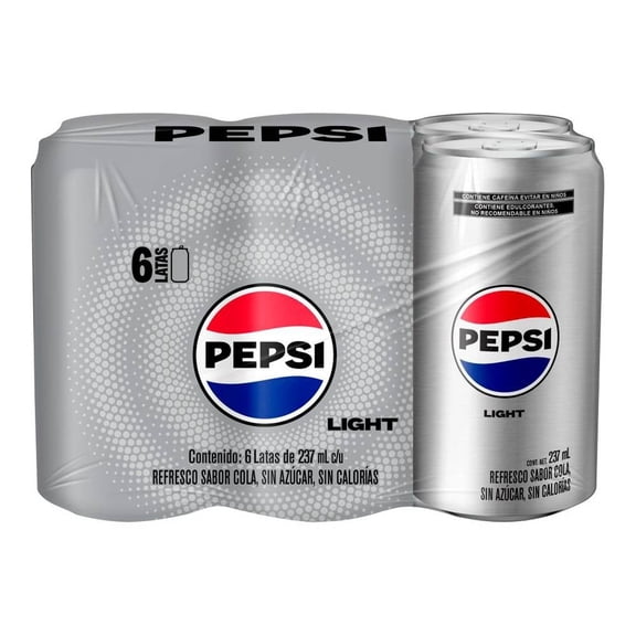 Refresco Pepsi light 6 latas de 237 ml c/u