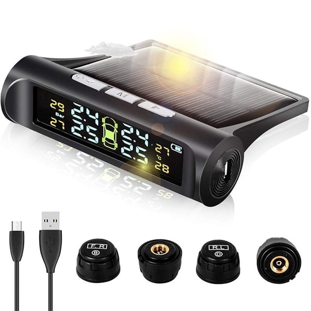 Xihbxyly Sistema de Monitoreo de Presión de Neumáticos, Cargador Solar Incluido, Monitoreo En Tiempo Real, Pantalla Hd, Resistencia Al Agua Ipx7, Tecnología de Chip Inteligente, Ajuste Universal, Ide