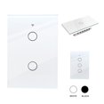 thumbnail image 1 of Interruptor de luz de pared inteligente WIFI 2 vias apagador inteligente Smart Switch, control remoto vía celular, panel táctil de vidrio o voz con Alexa, Google home y Smart Life Happy Life  Interruptor Inteligenge Wifi 2 switches Blanco, 1 of 10