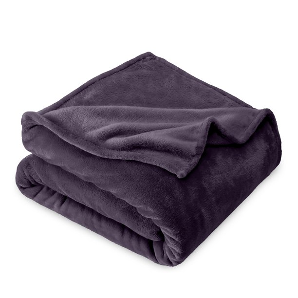 Bare Home Manta de Felpa Polar 300 G/M², Microfibra Difusa, Suave y Afelpada, para Viajes, Color Berenjena