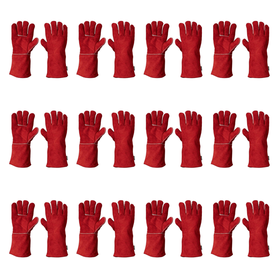 PACK 12 PARES GUANTES SOLDADOR ROJO 14" HILO KEVLAR MAPLE SAFE
