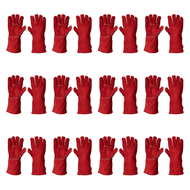 PACK 12 PARES GUANTES SOLDADOR ROJO 14" HILO KEVLAR MAPLE SAFE