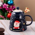 thumbnail image 1 of Taza navideña de cerámica con tapa y cuchara | Taza aislante para chocolate caliente, café o té | Taza para bebidas navideñas para el hogar, la cocina y la oficina., 1 of 7
