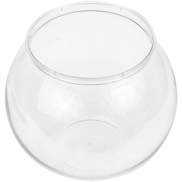 pecera redonda de plástico transparente para acuario, anticaídas, para el hogar y la oficina. Vista superior frontal de pecera redonda en PET transparente, silueta tipo jarrón con abertura circular, capacidad 4.5 L (18.20 x 18.20 x 16.30 cm), apta para peces pequeños y como maceta decorativa de escritorio; material resistente que no se rompe fácilmente frente al vidrio.