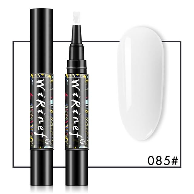 esmalte de uñas en gel transparente para esculpir uñas, esmalte de uñas en gel de color, esmalte de uñas en gel led, rotulador de 5 ml Rotulador de gel 5 ml Mychoice, cuerpo negro con etiqueta decorativa; uno cerrado y otro con pincel expuesto, muestra de uña oval blanca sobre fondo blanco; curado con lámpara LED o UV según especificaciones; adecuado también para retoques rápidos en manicuras profesionales.