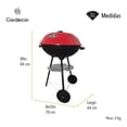 thumbnail image 3 of Asador Portátil de Carbón con Tapa y Ruedas, 44 cm, Color Rojo, para 2 a 4 Personas, 3 of 7