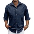 thumbnail image 1 of pstuiky camisa de manga larga para hombre, Cárdigan con capucha y manga larga para hombre, informal, de color liso, con bolsillos dobles y cremallera Tops de hombre xl, 1 of 7